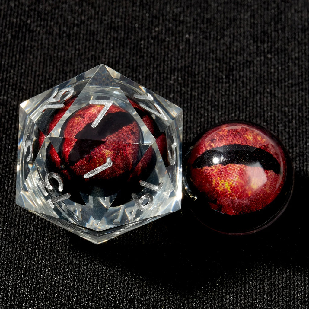 Dragon's Eye Dice Set (Crimson) | Sharp-edged Polyhedral Liquid Core, 7pc set