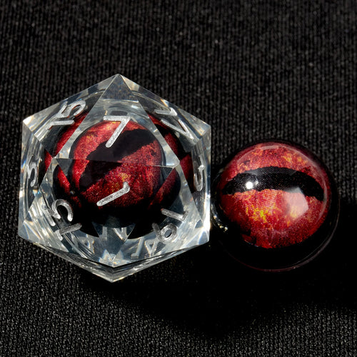 Dragon's Eye Dice Set (Crimson) | Sharp-edged Polyhedral Liquid Core, 7pc set