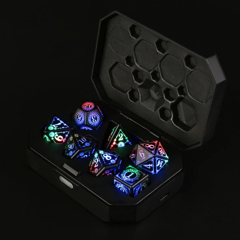 Electronic Dice Set | Rechargeable | 7-pc set of Polyhedral RPG dice