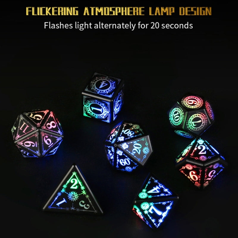 Electronic Dice Set | Rechargeable | 7-pc set of Polyhedral RPG dice
