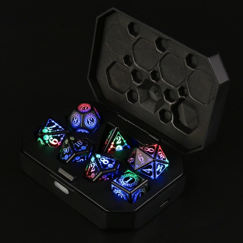 Electronic Dice Set | Rechargeable | 7-pc set of Polyhedral RPG dice