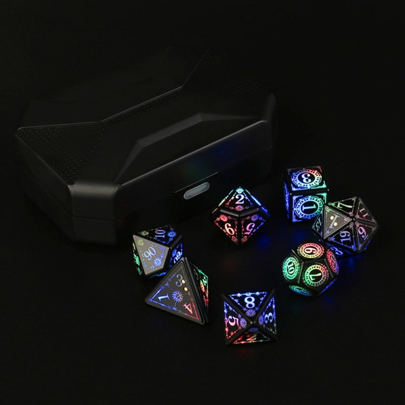 Electronic Dice Set | Rechargeable | 7-pc set of Polyhedral RPG dice